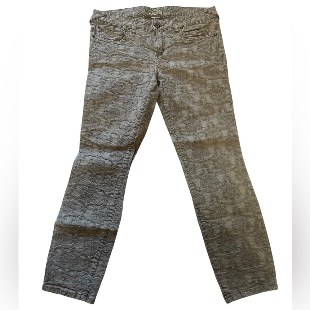 Free People Grey/tan Textured Jacquard Skinny Jeans, Size 30 - Picture 2 of 8